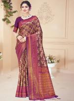 Silk Purple Festival Wear Printed Saree